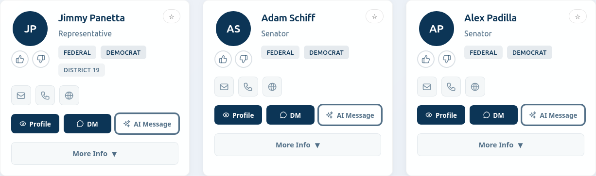 Direct Message Representatives UI