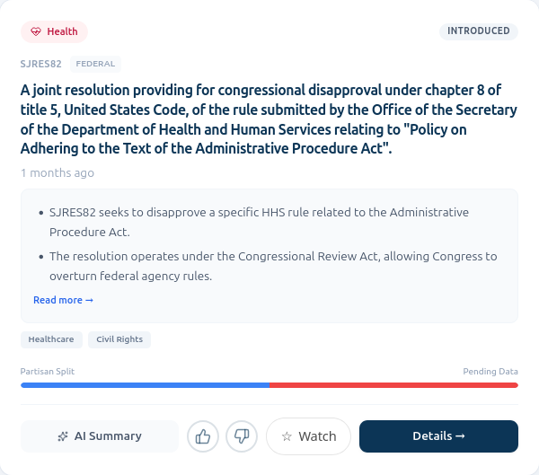 AI Legislation Summary UI